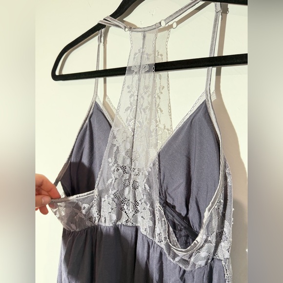 Victoria's Secret Grey Lace Modal Chemise Babydoll Nightgown Slip Dress Medium - Picture 3 of 9